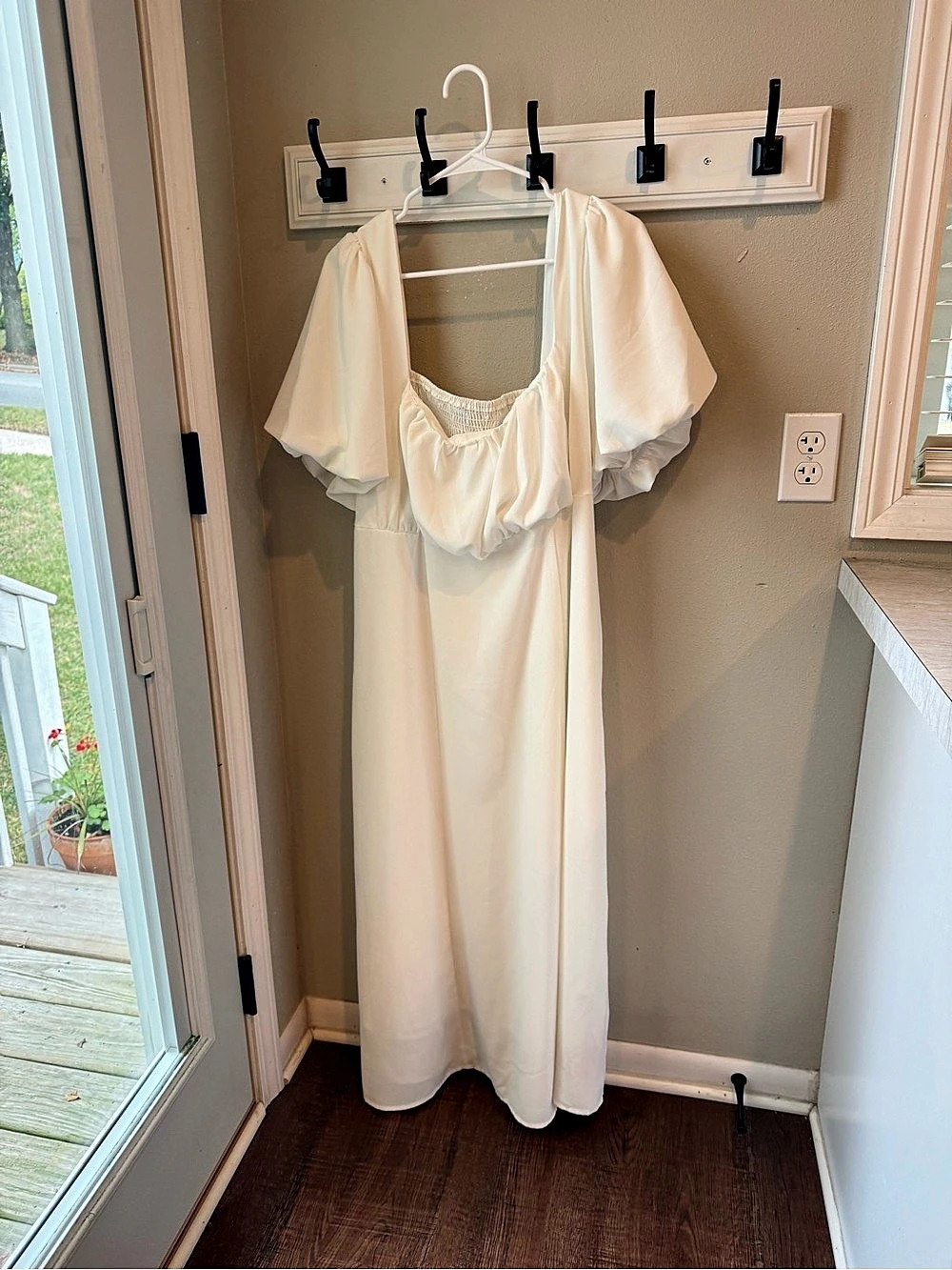 Cider Smocked Back Maxi Dress in White Size 4XL NWT